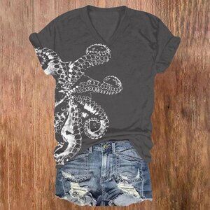 NWT Grey and White Octopus Tshirt XL